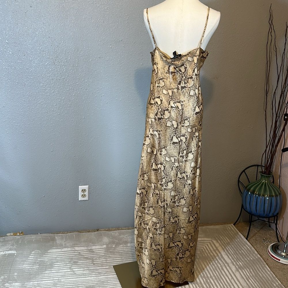 Banana Republic Cream and Tan silk snake skin print Maxi Dress size XL-Tall - Picture 7 of 11